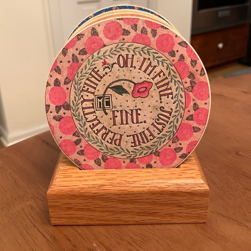Mary Engelbreit Coaster Set of 4 with Stand